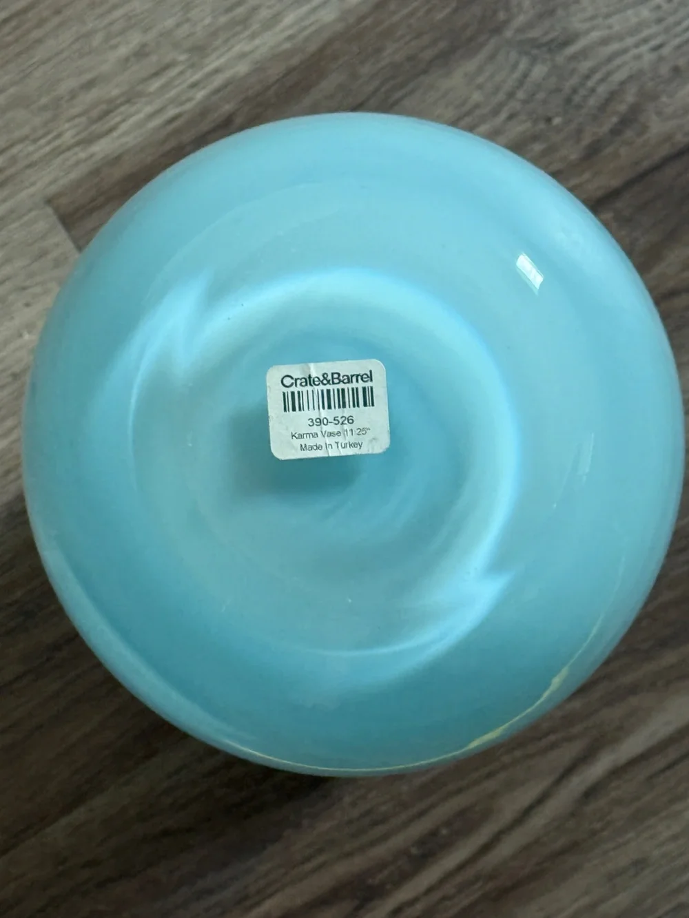 Crate & Barrel Karma Blue Art Glass Hourglass-Shaped Vase